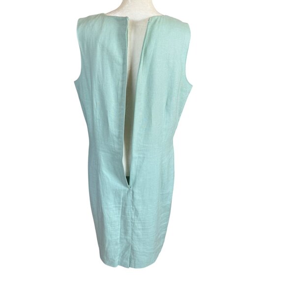 Laura Scott mint green sleeveless fully lined zip sheath linen dress size 14 - Picture 5 of 9
